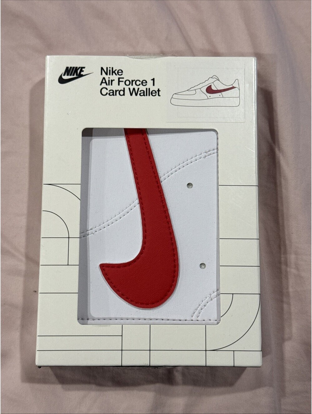 Nike Icon Air Force 1 Sneaker Card Wallet Unisex White and Red N1009738-173 AF1